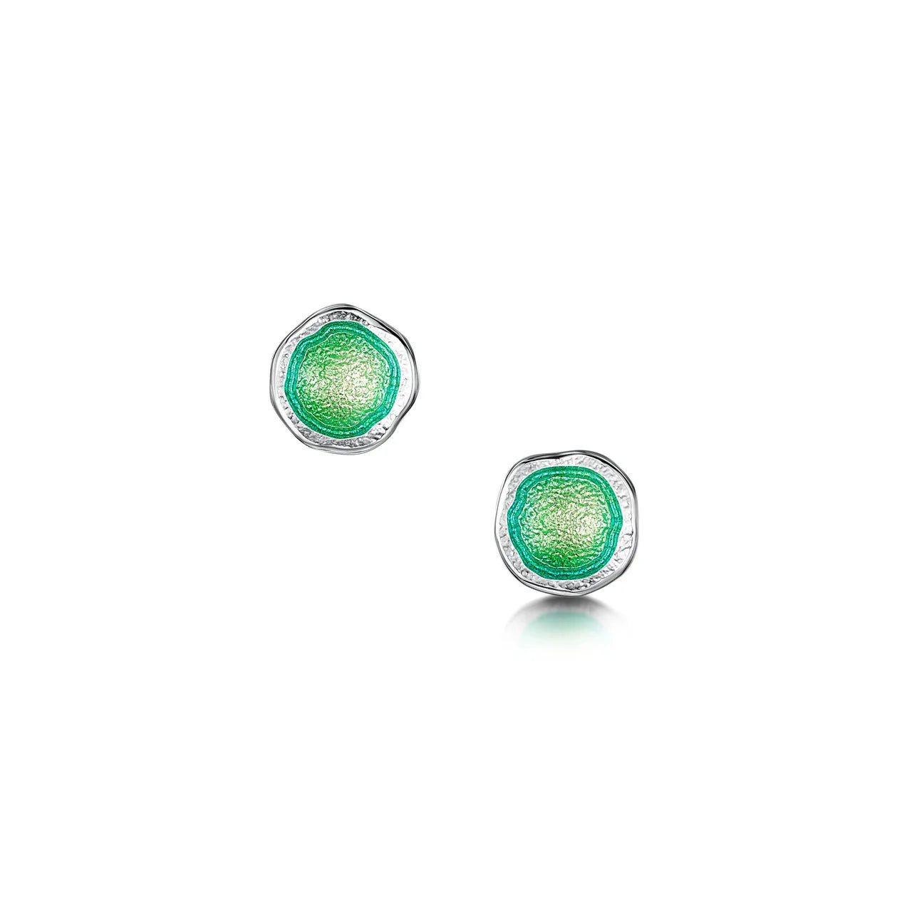 Lunar Bright Petite Stud Earrings in Spring Green Enamel