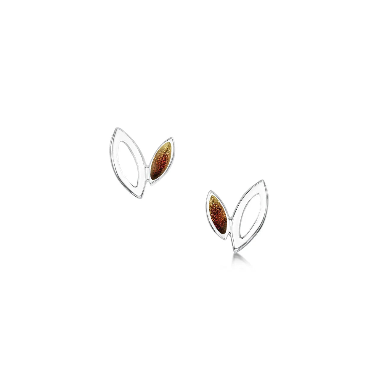 Seasons Silver Petite Stud Earrings in Autumn Enamel