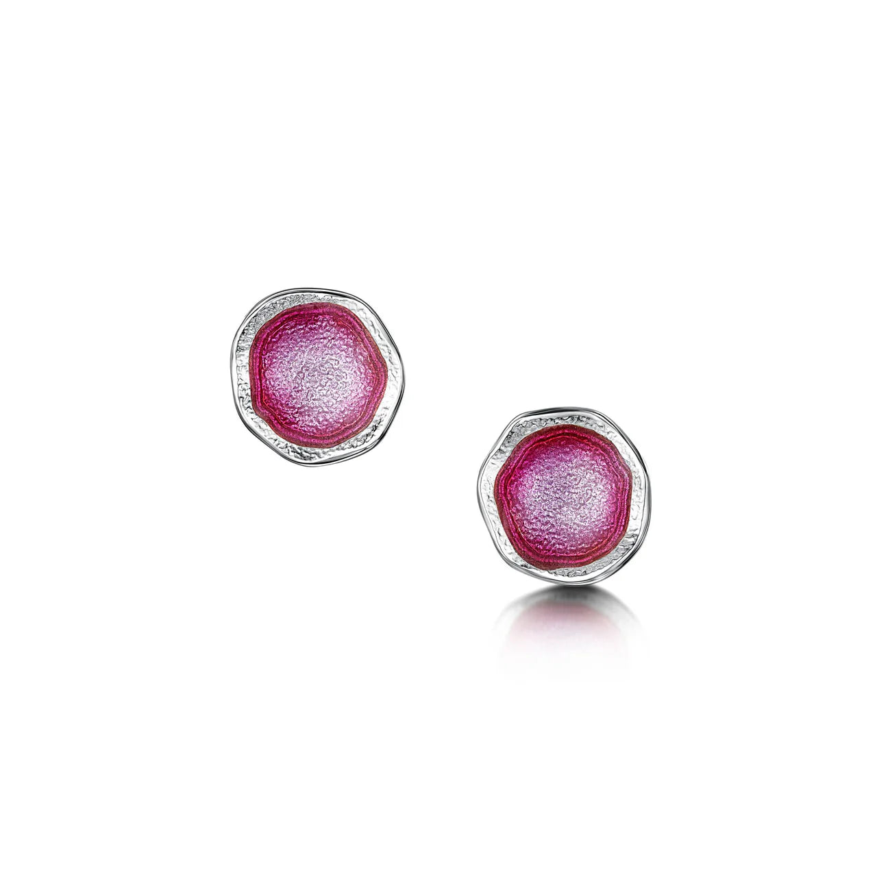 Lunar Bright Small Stud Earrings in Hot Pink Enamel
