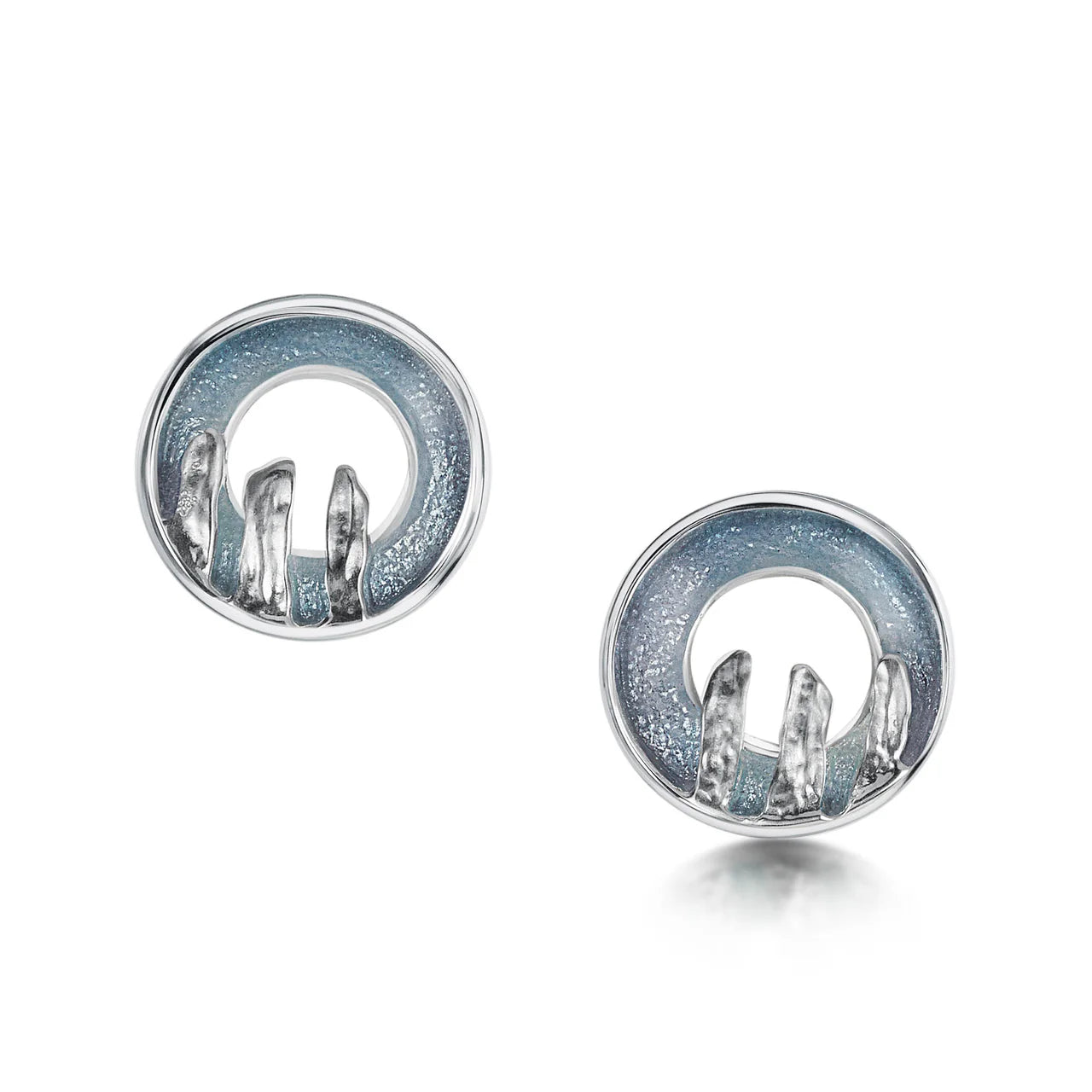 Orkney Spirit Stud Earrings in Blue Grey Enamel