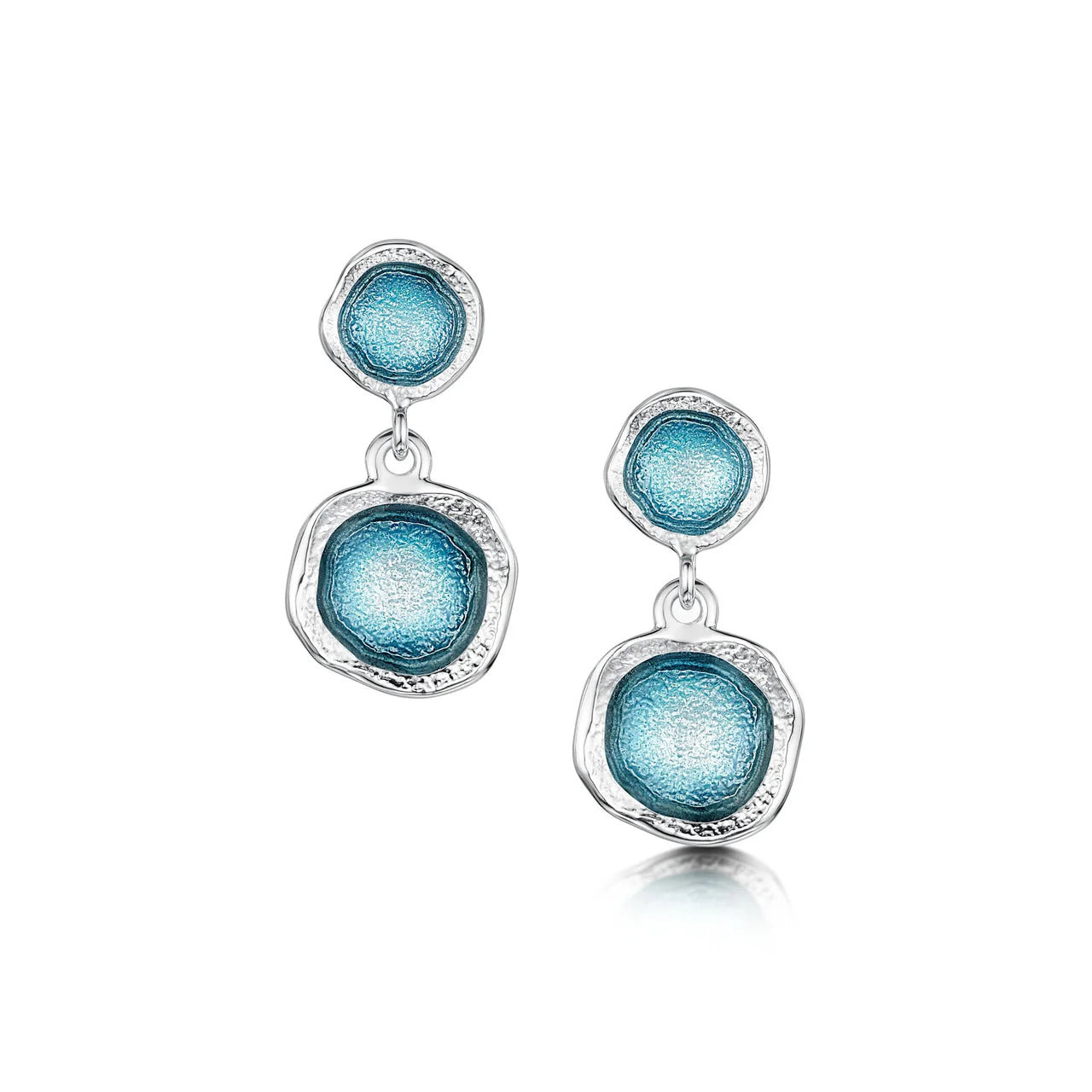 Lunar Sterling Silver Double Drop Earrings in Lichen Enamel