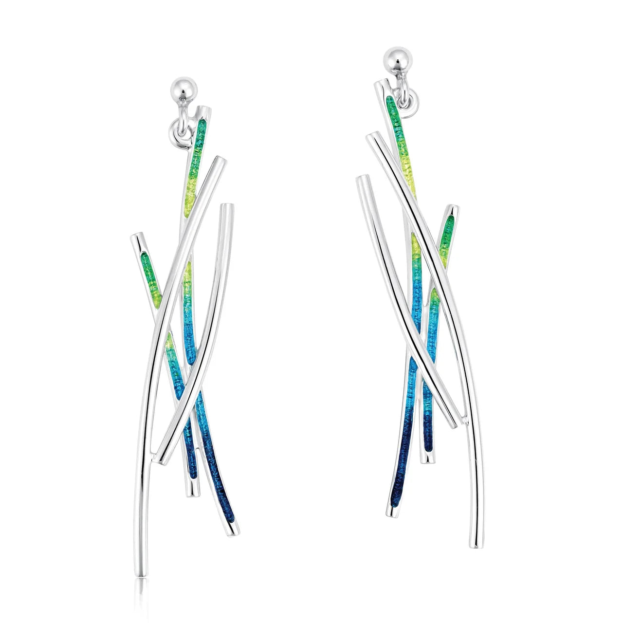 Wild Grasses Occasion Drop Earrings in Meadow Enamel