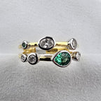 Mixed Cut Emerald and Diamond Bubble Ring