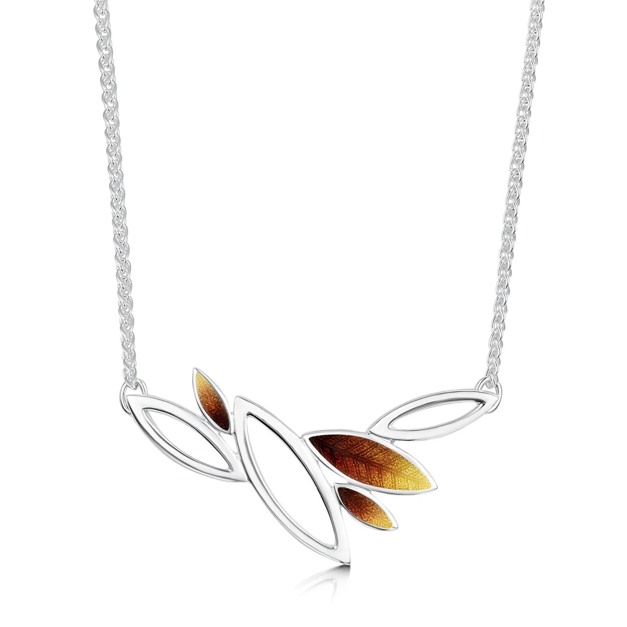 Seasons Silver Necklace in Autumn Enamel