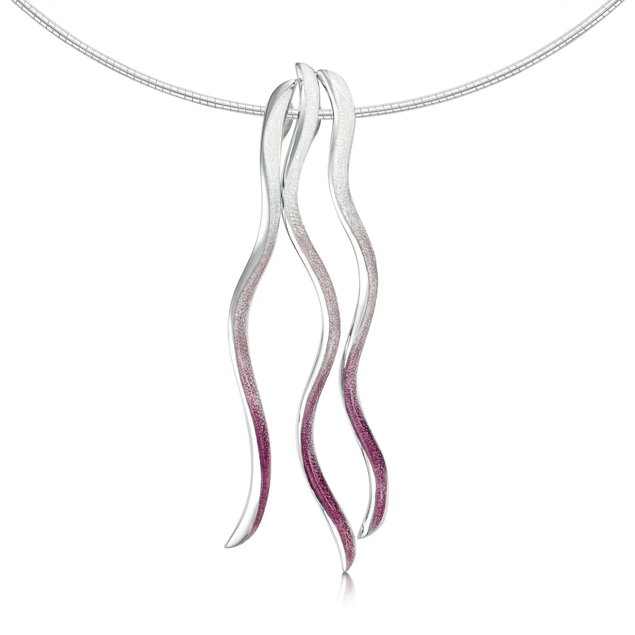 Atlantic Swell 3-frond Long Necklace in Champagne Enamel