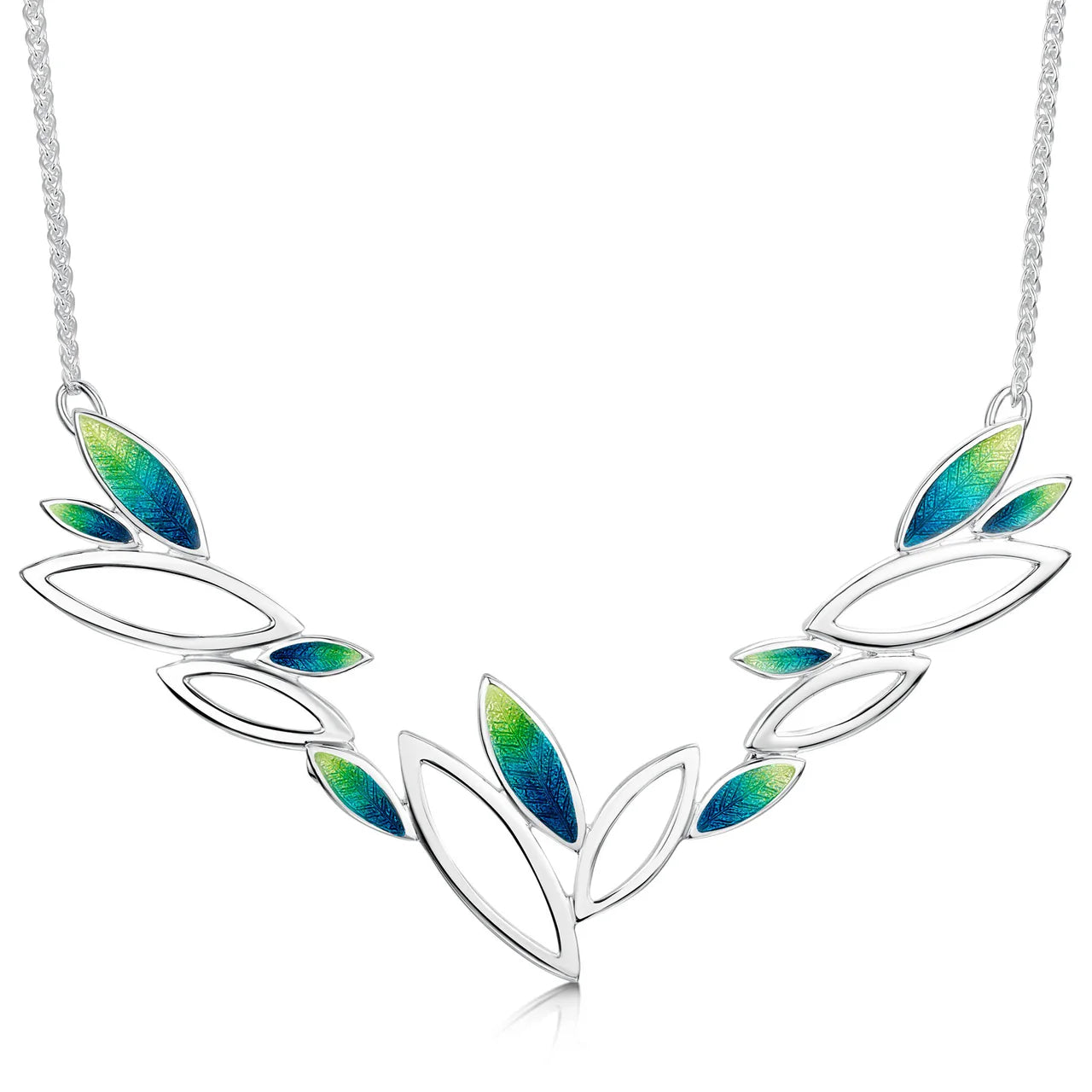 Seasons Silver Dress Necklace in Spring Enamel