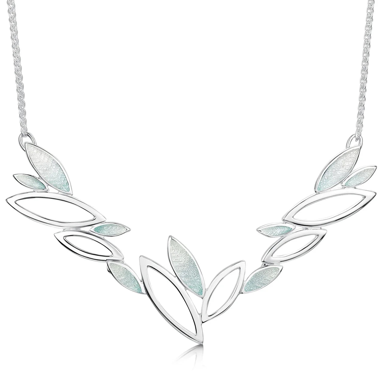 Seasons Silver Dress Necklace in Winter Enamel