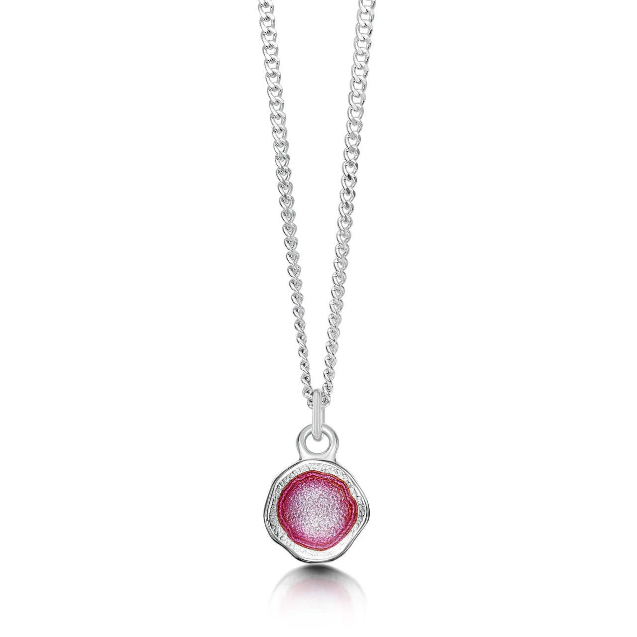 Lunar Petite Pendant Necklace in Hot Pink Enamel