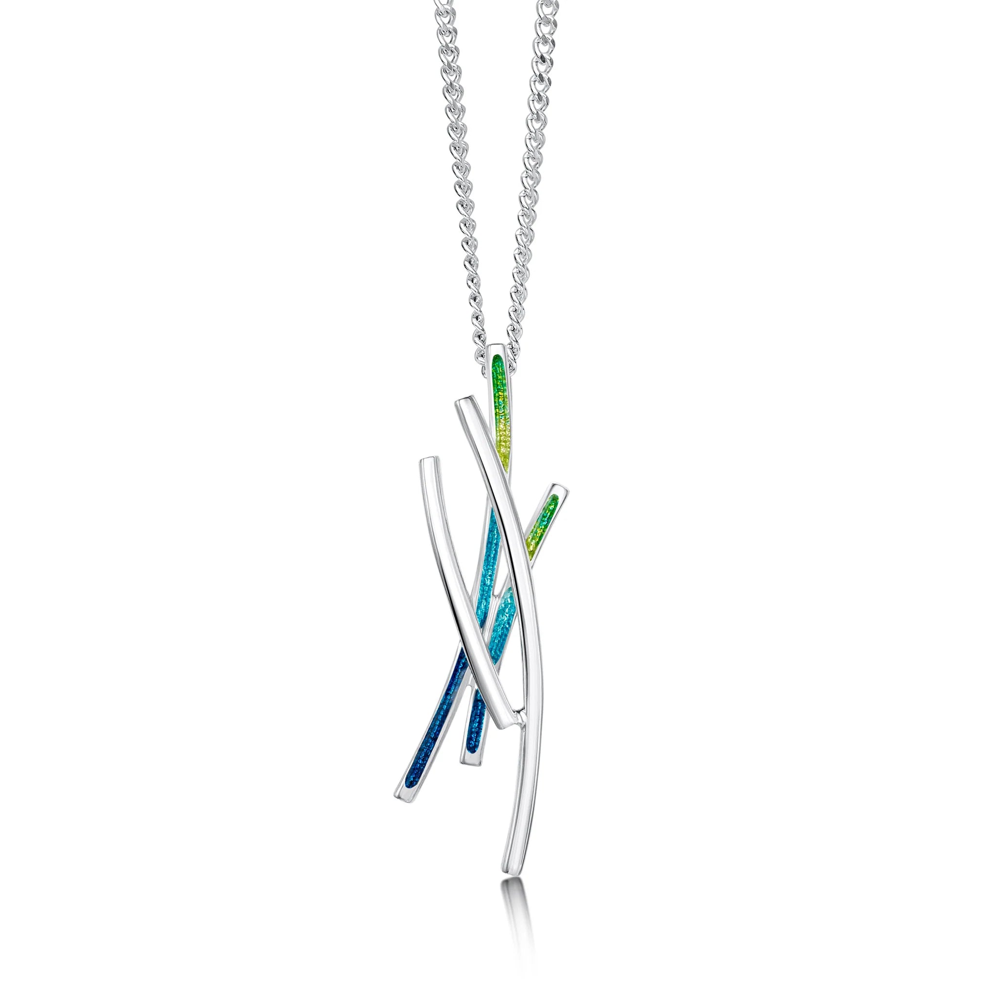Wild Grasses Pendant Necklace in Meadow Enamel