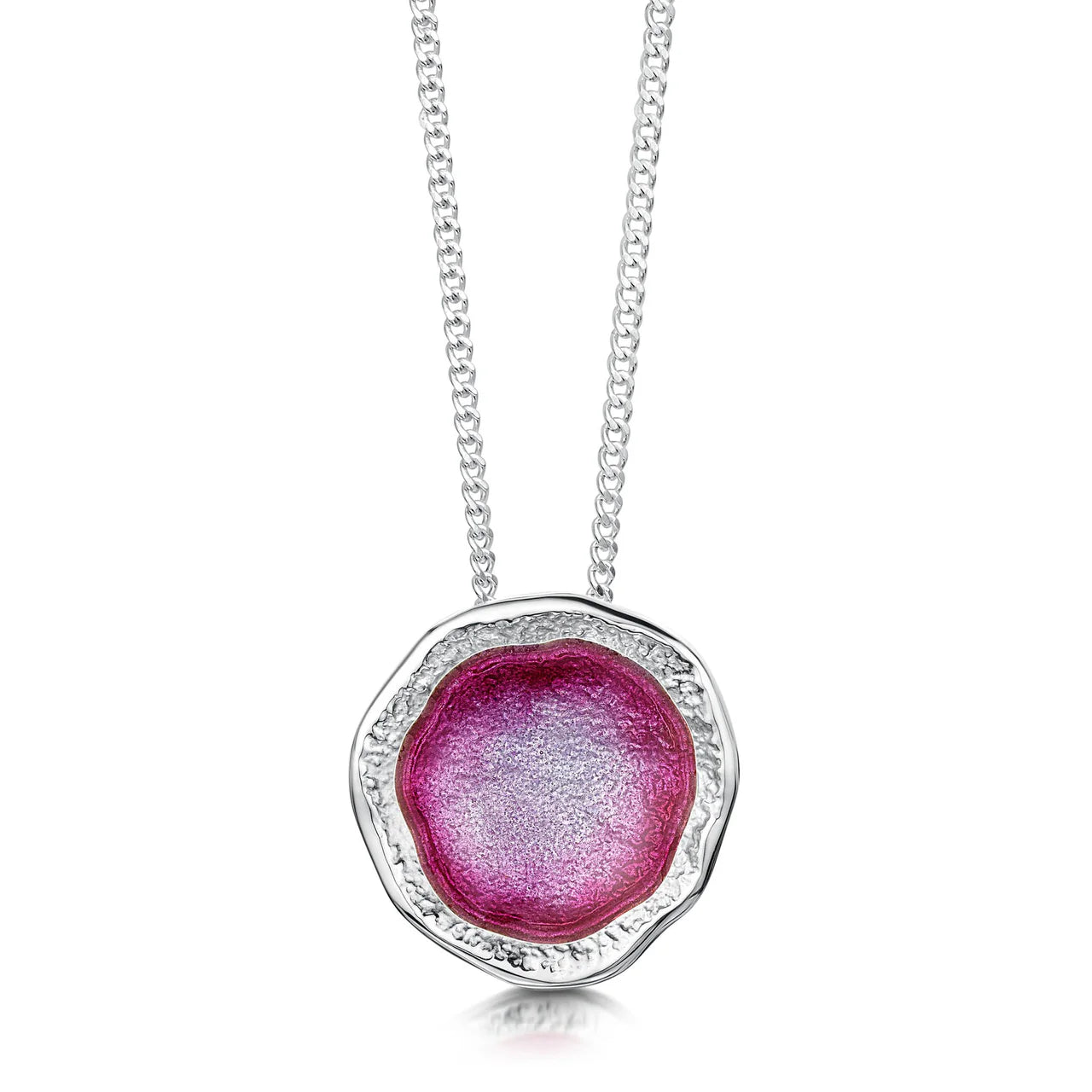 Lunar Bright Pendant Necklace in Hot Pink Enamel