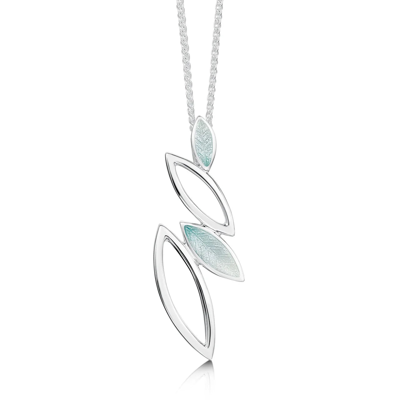 Seasons Silver Pendant Necklace in Winter Enamel