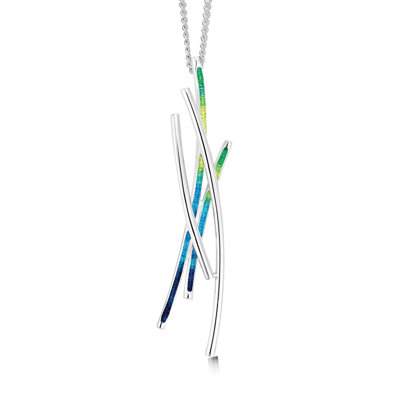 Wild Grasses Dress Pendant Necklace in Meadow Enamel