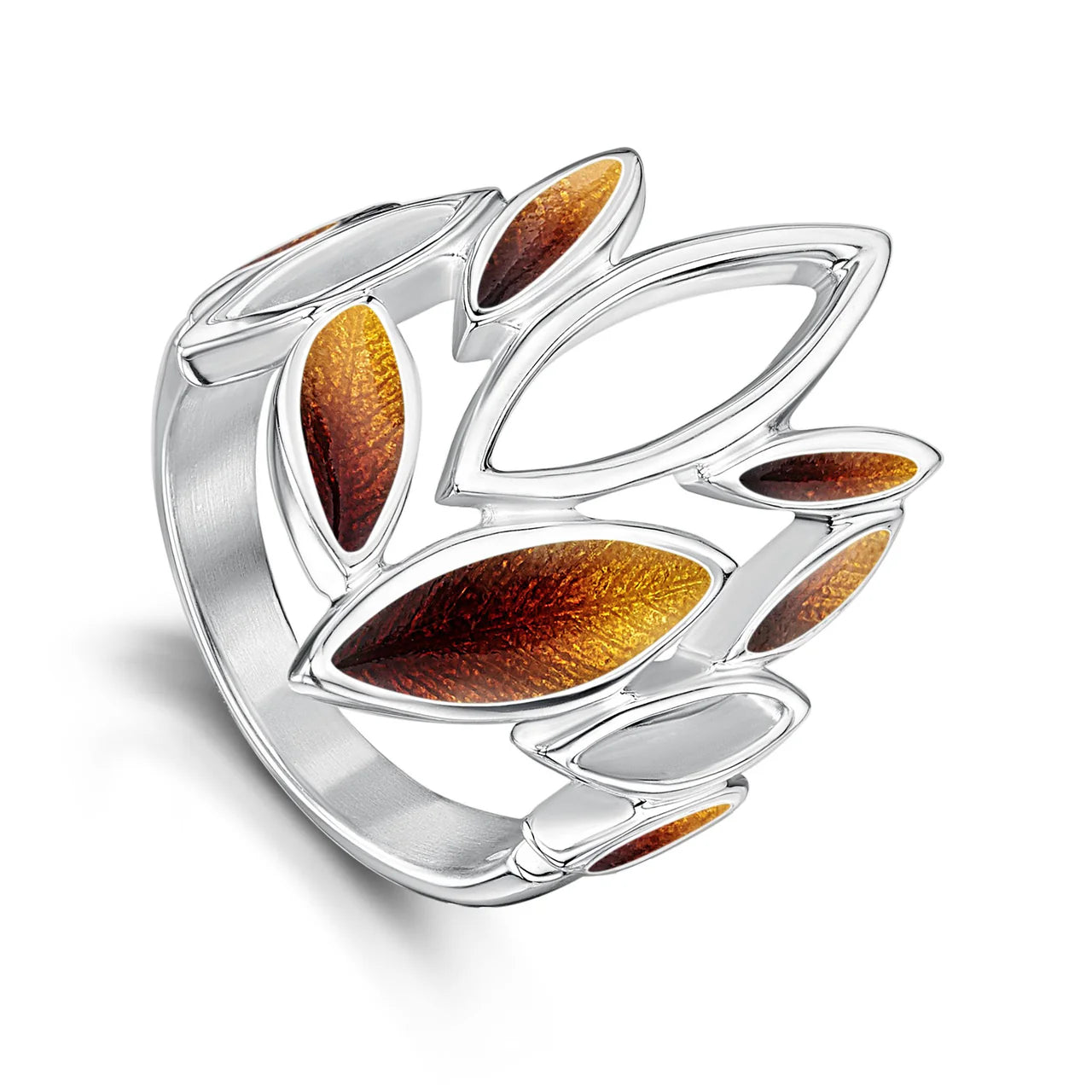 Seasons Large Sterling Silver Ring in Autumn Enamel
