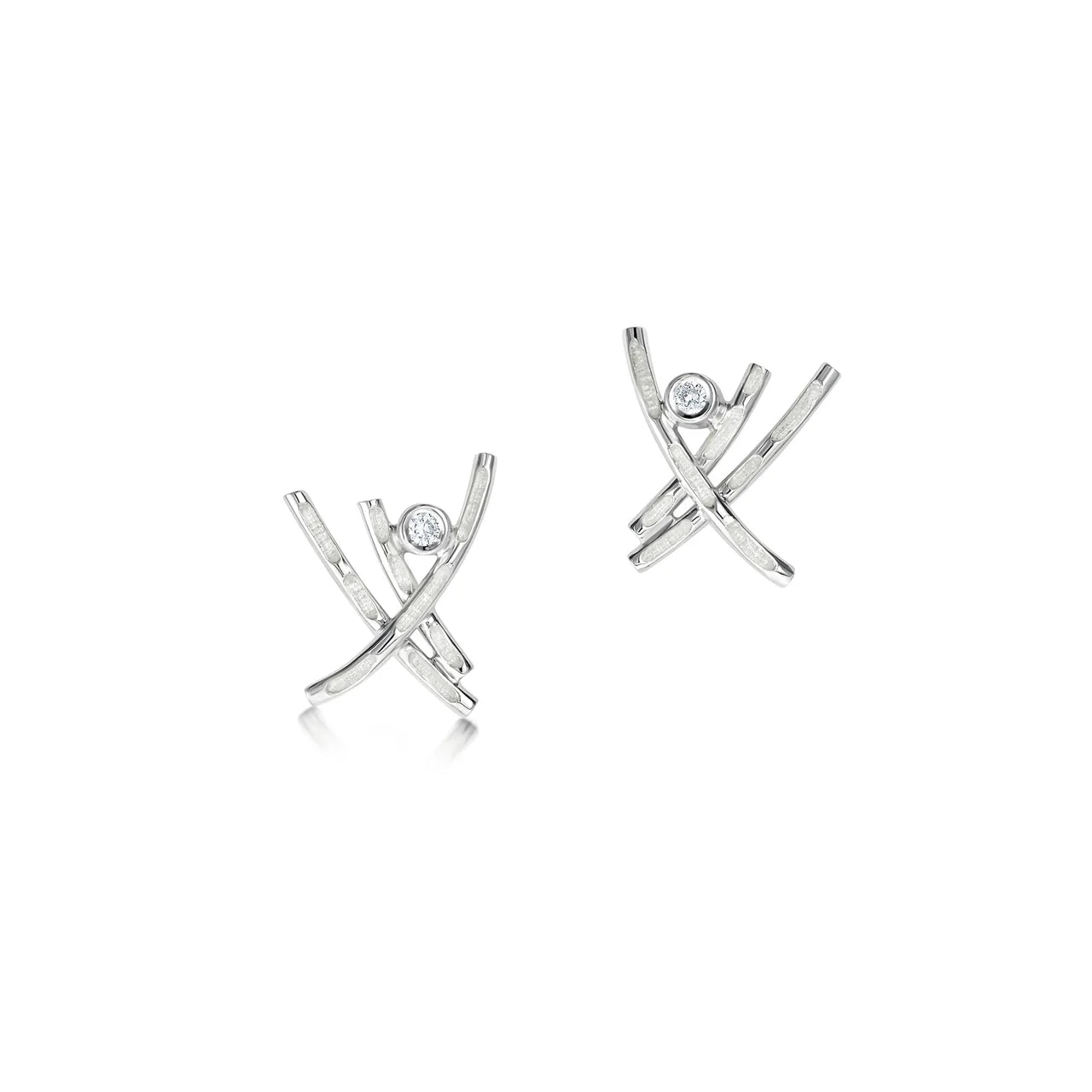 Morning Dew Enamel Small Stud Earrings with Cubic Zirconia