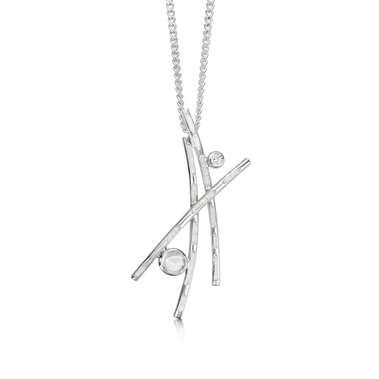 Morning Dew Enamel Pendant with Moonstone & CZ