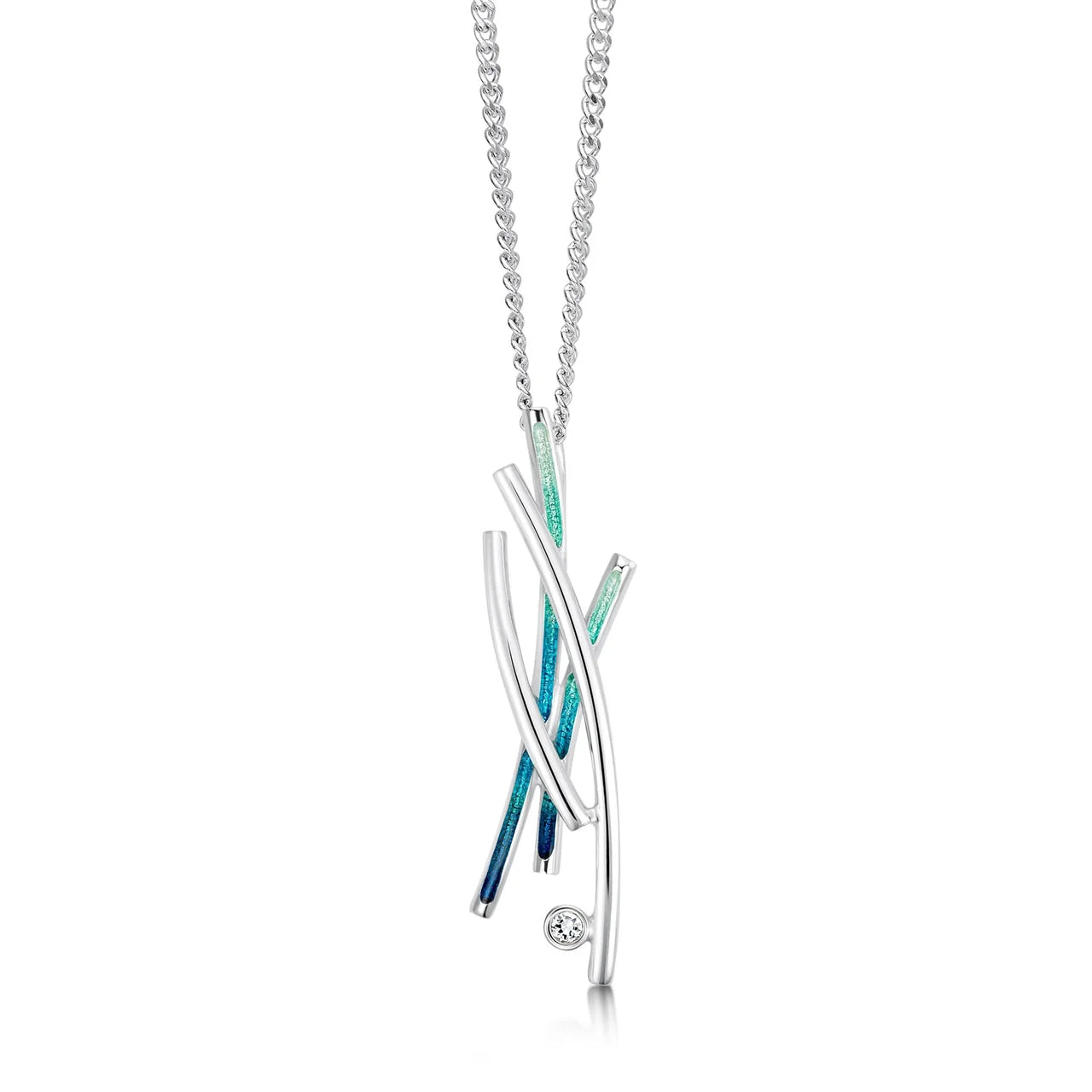Wild Grasses 4-strand Cubic Zirconia Pendant in Meadow Enamel