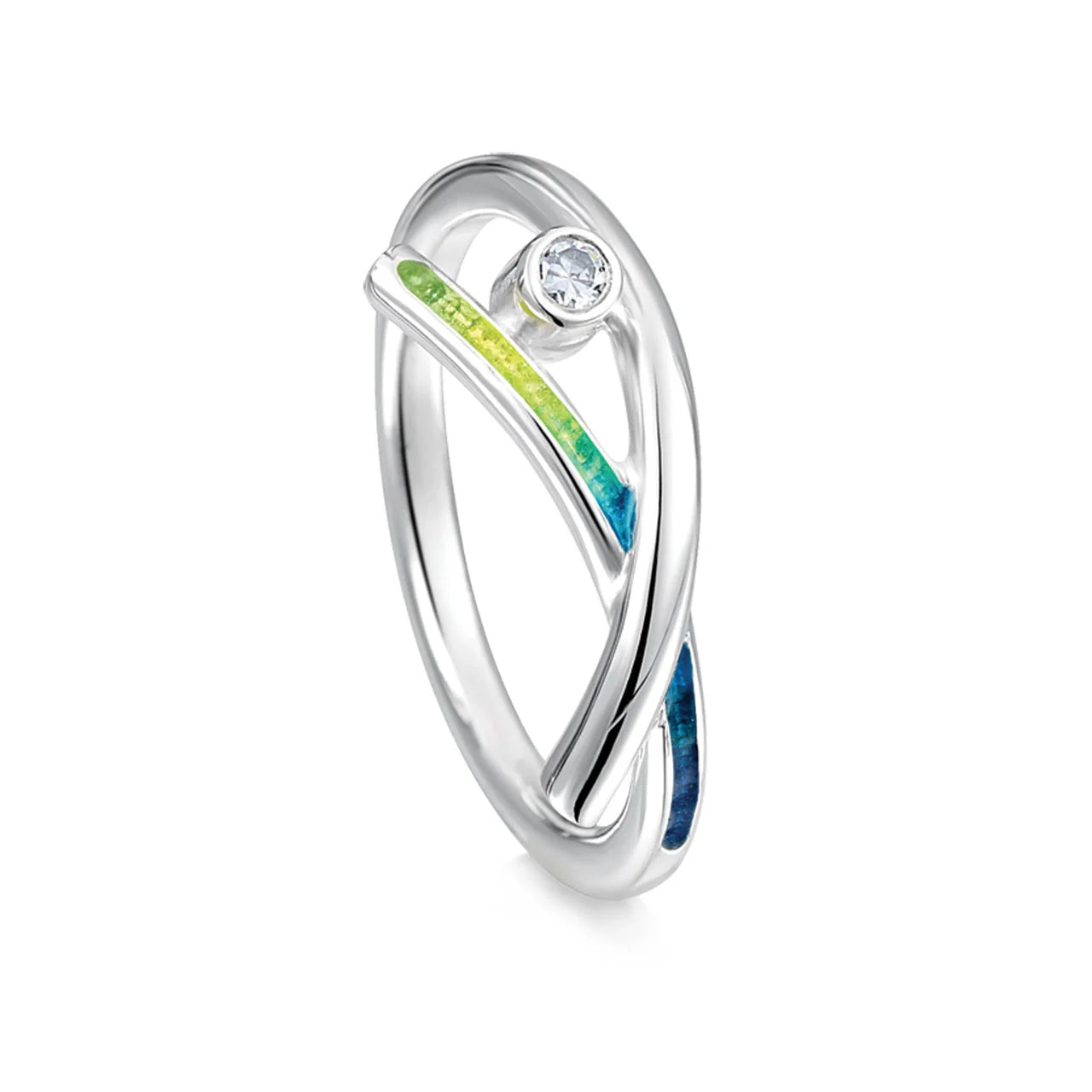Wild Grasses Cubic Zirconia Ring in Meadow Enamel