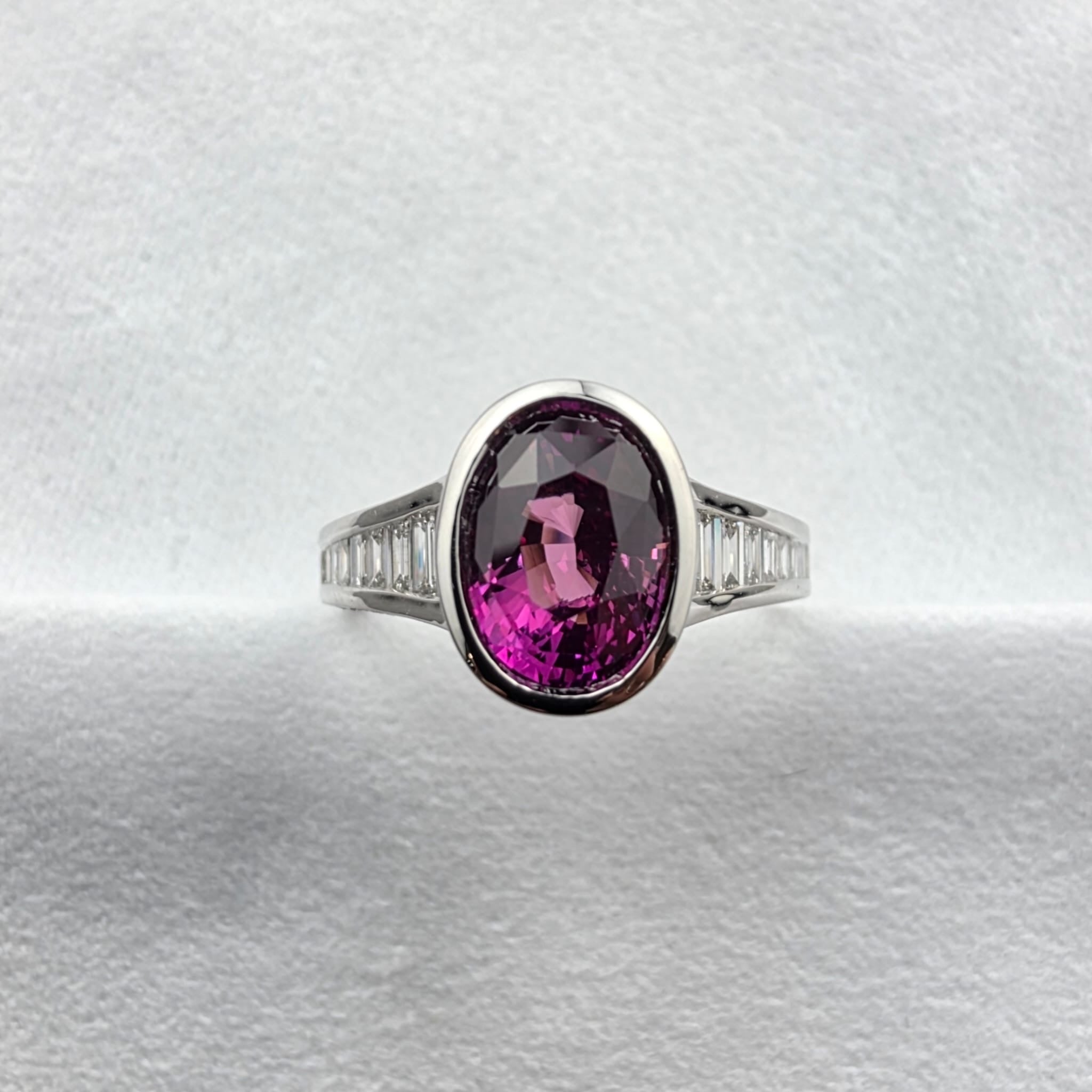 Madagascan Pink Sapphire and Diamond Shoulder Ring
