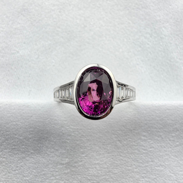 Madagascan Pink Sapphire and Diamond Shoulder Ring
