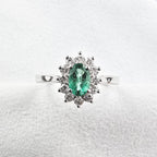 Emerald and Diamond Cluster Ring