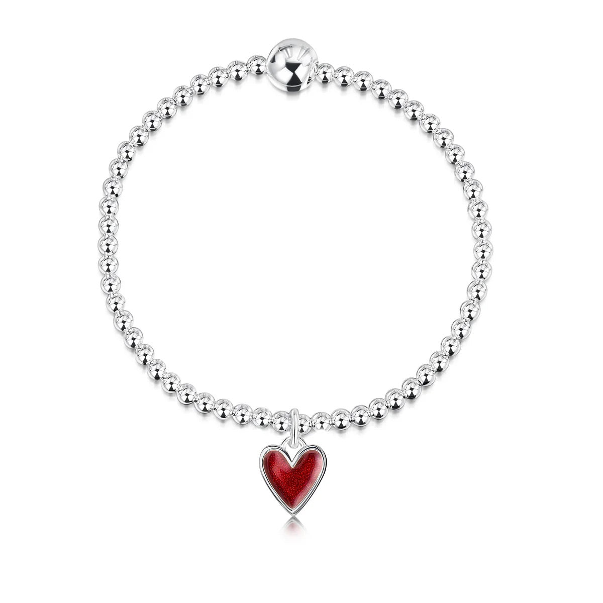 Secret Hearts Stretch Bracelet in Red Enamel