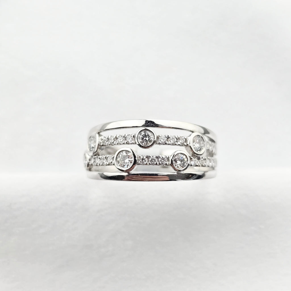 Four Row Diamond Bubble Ring