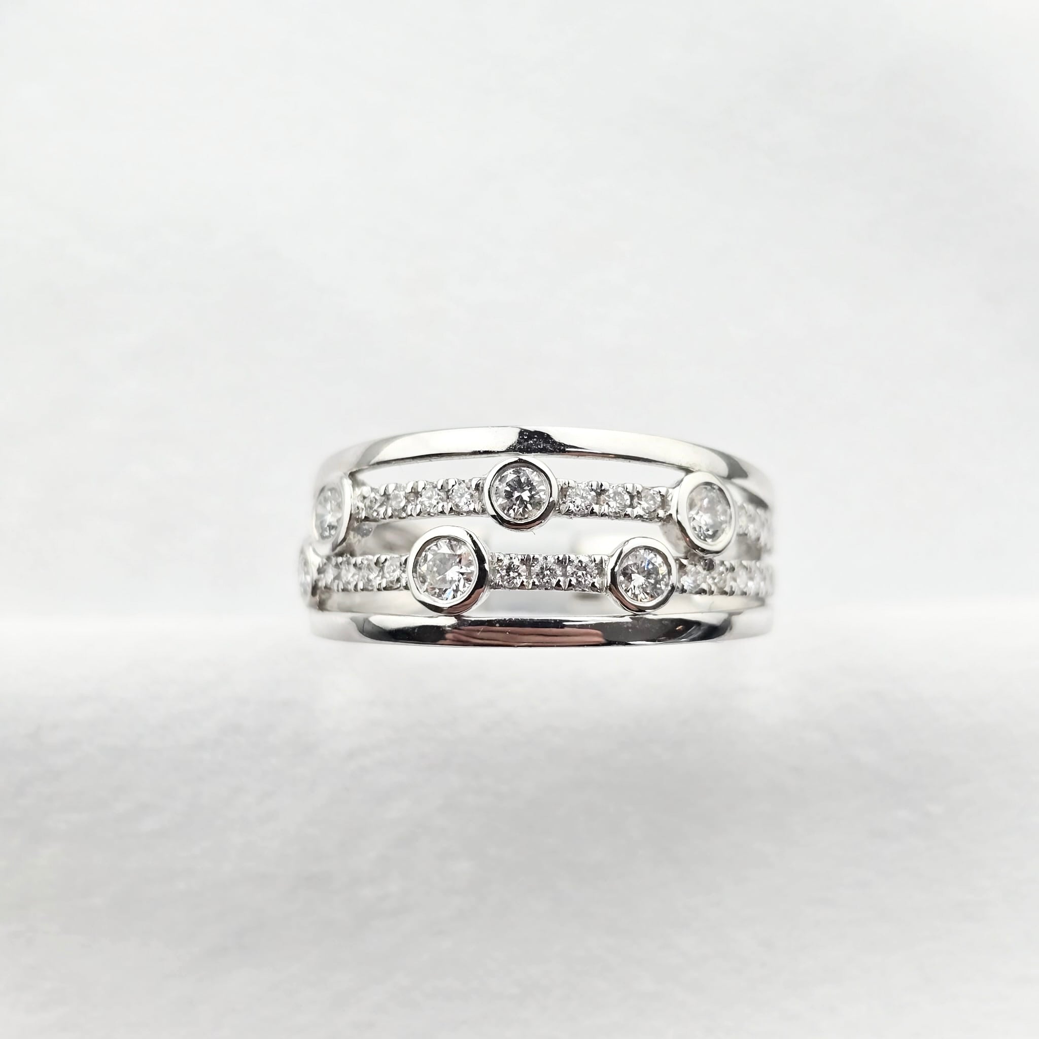 Four Row Diamond Bubble Ring