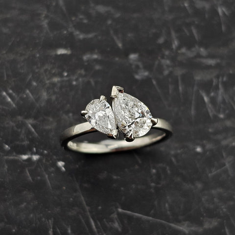 Lab Grown Toi et Moi Pear Shape Diamond Ring