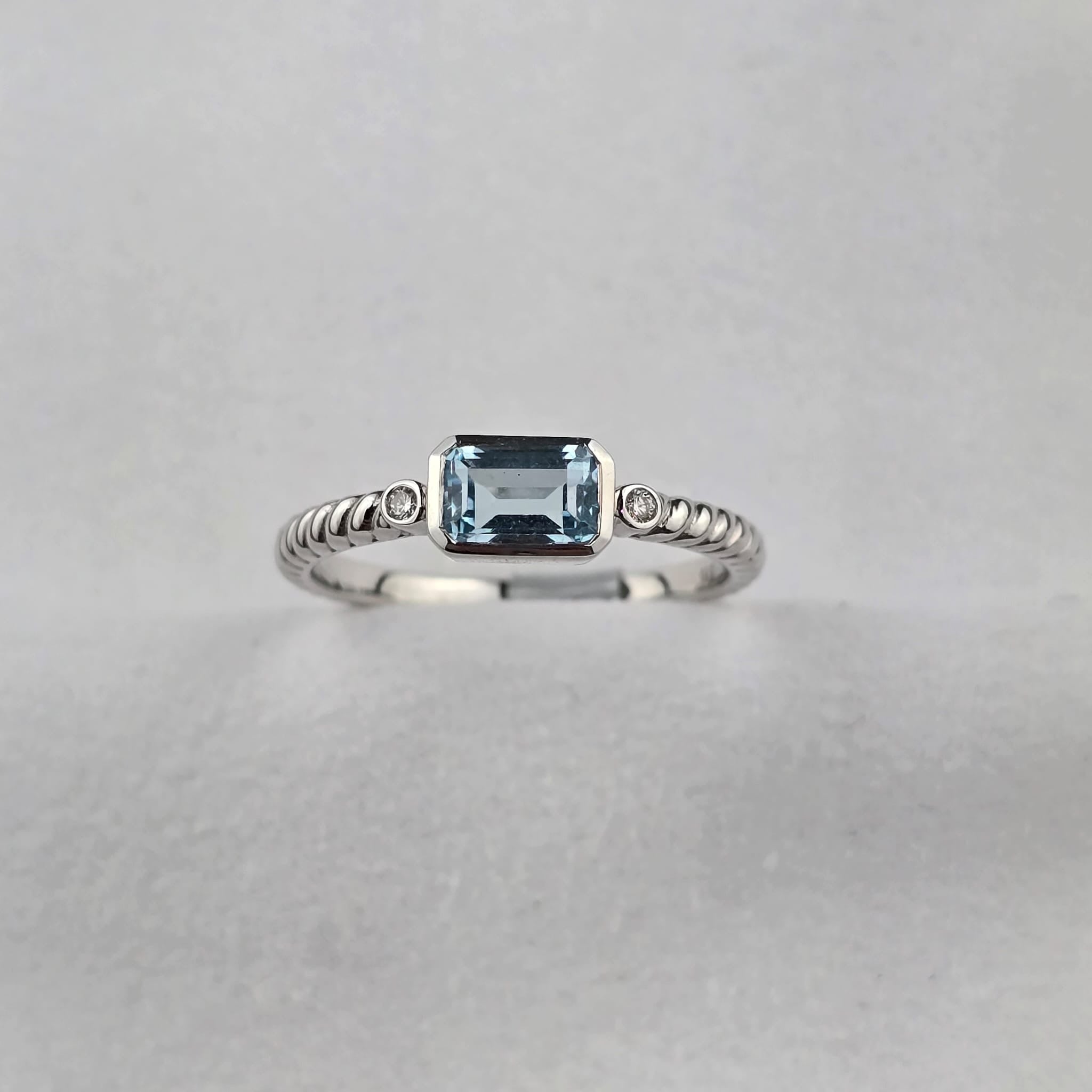 Octagonal Blue Topaz Ring