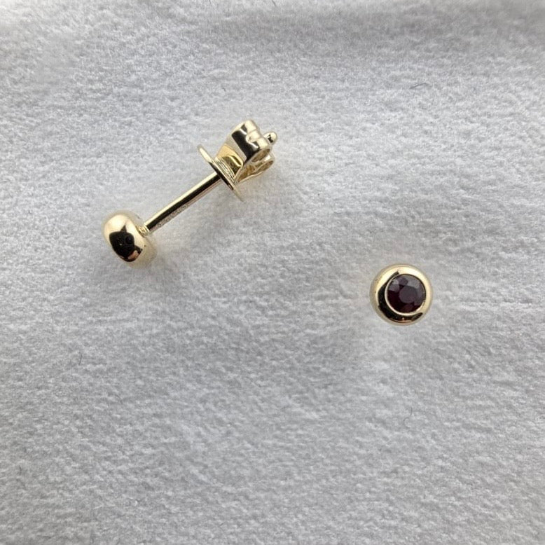 Rubover Round Ruby Studs