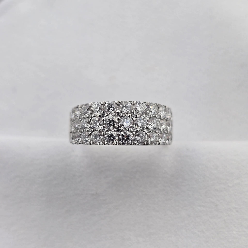 Triple Row Claw Set Diamond Ring