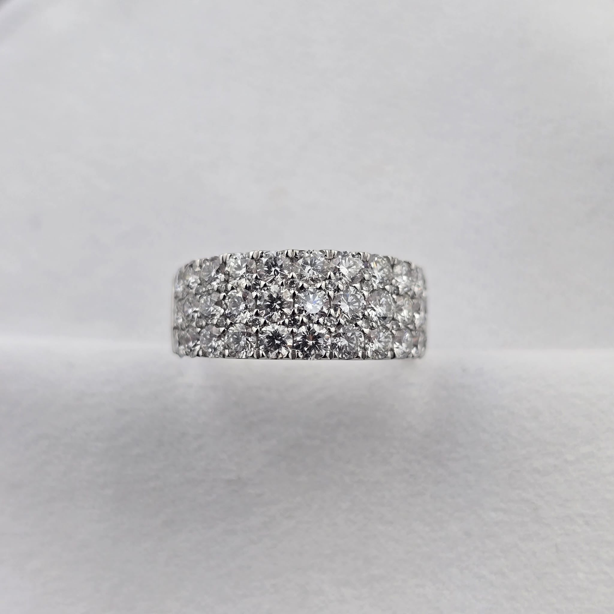 Triple Row Claw Set Diamond Ring