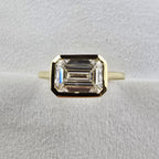 Lab Grown Bezel Set Emerald Solitaire Ring