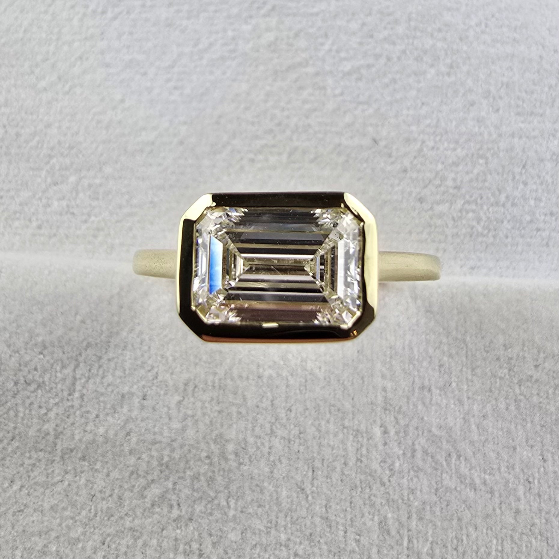 Lab Grown Bezel Set Emerald Solitaire Ring