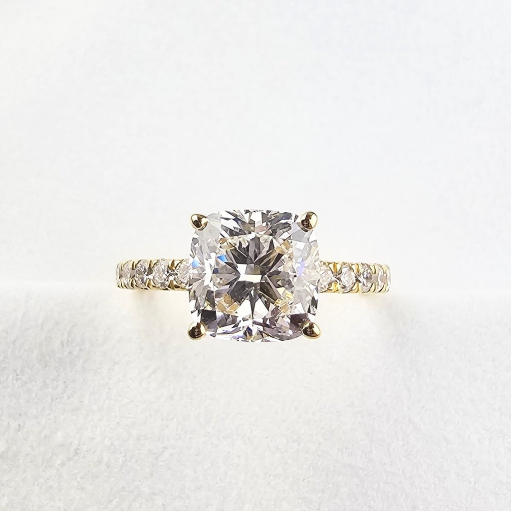 Lab Grown Cushion Diamond Shoulder Ring