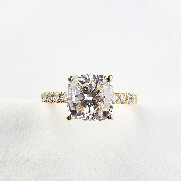 Lab Grown Cushion Diamond Shoulder Ring