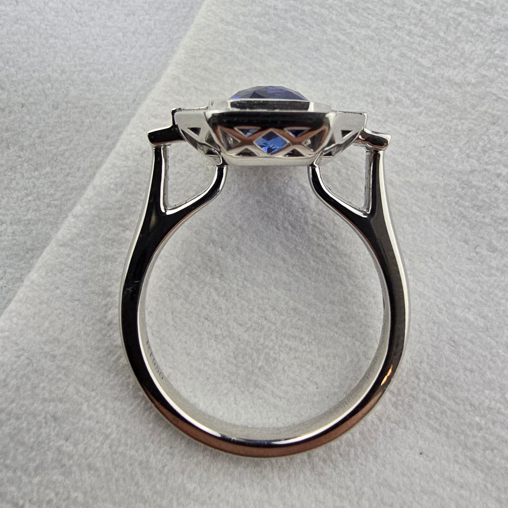 Sapphire and Diamond Vintage Cluster Ring