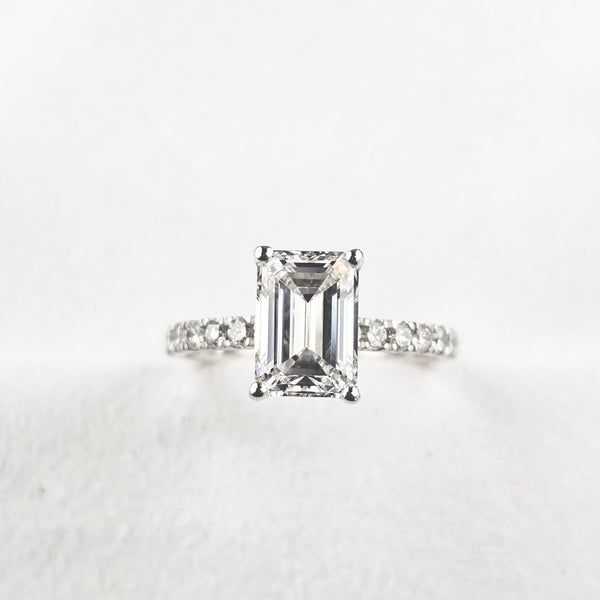 Lab Grown Emerald Diamond Shoulder Ring