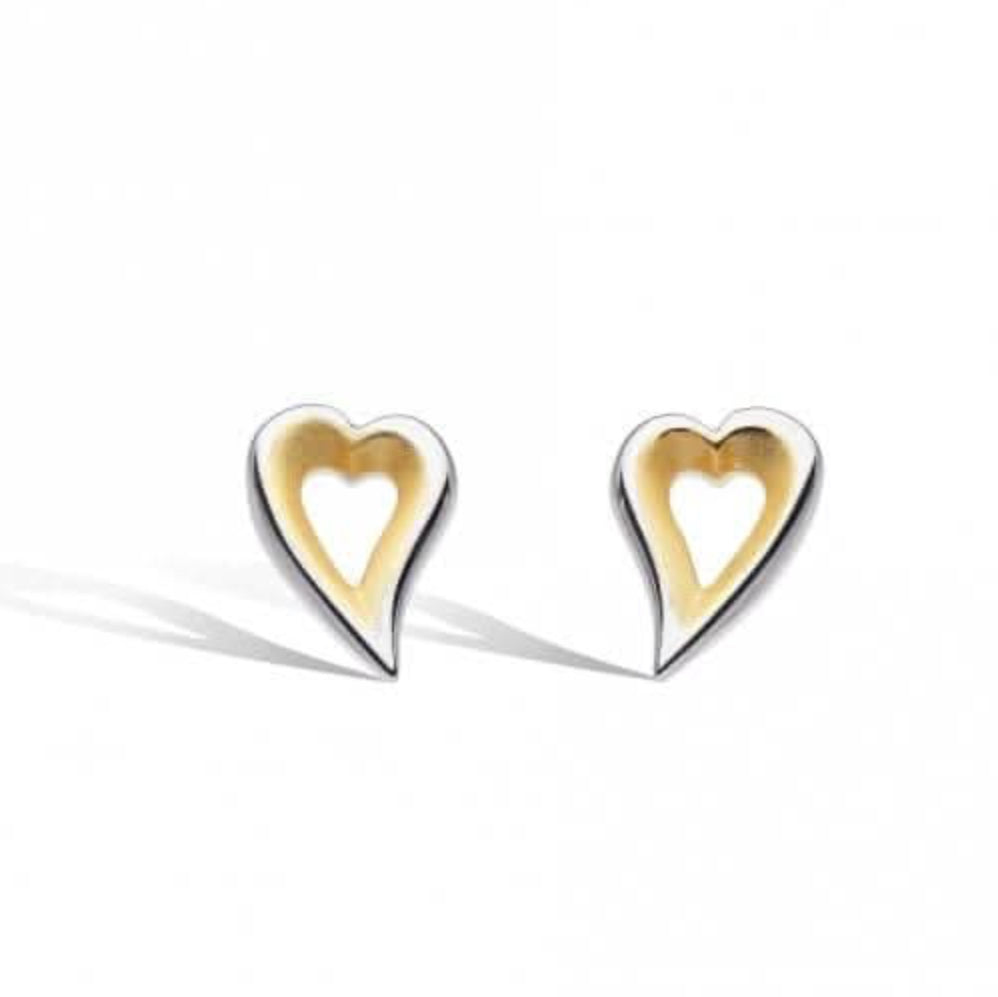 Desire Love Story Gold Heart Stud Earrings