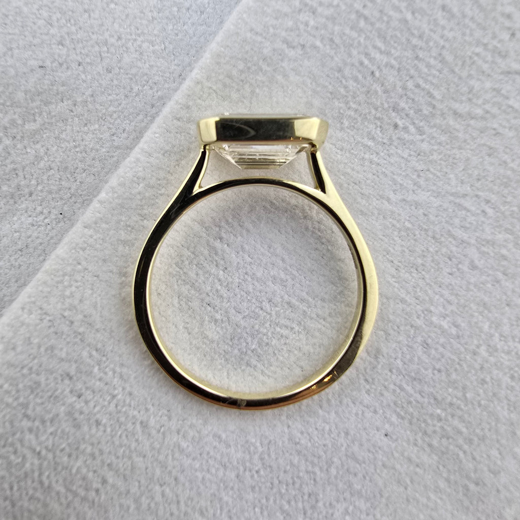 Lab Grown Bezel Set Emerald Solitaire Ring