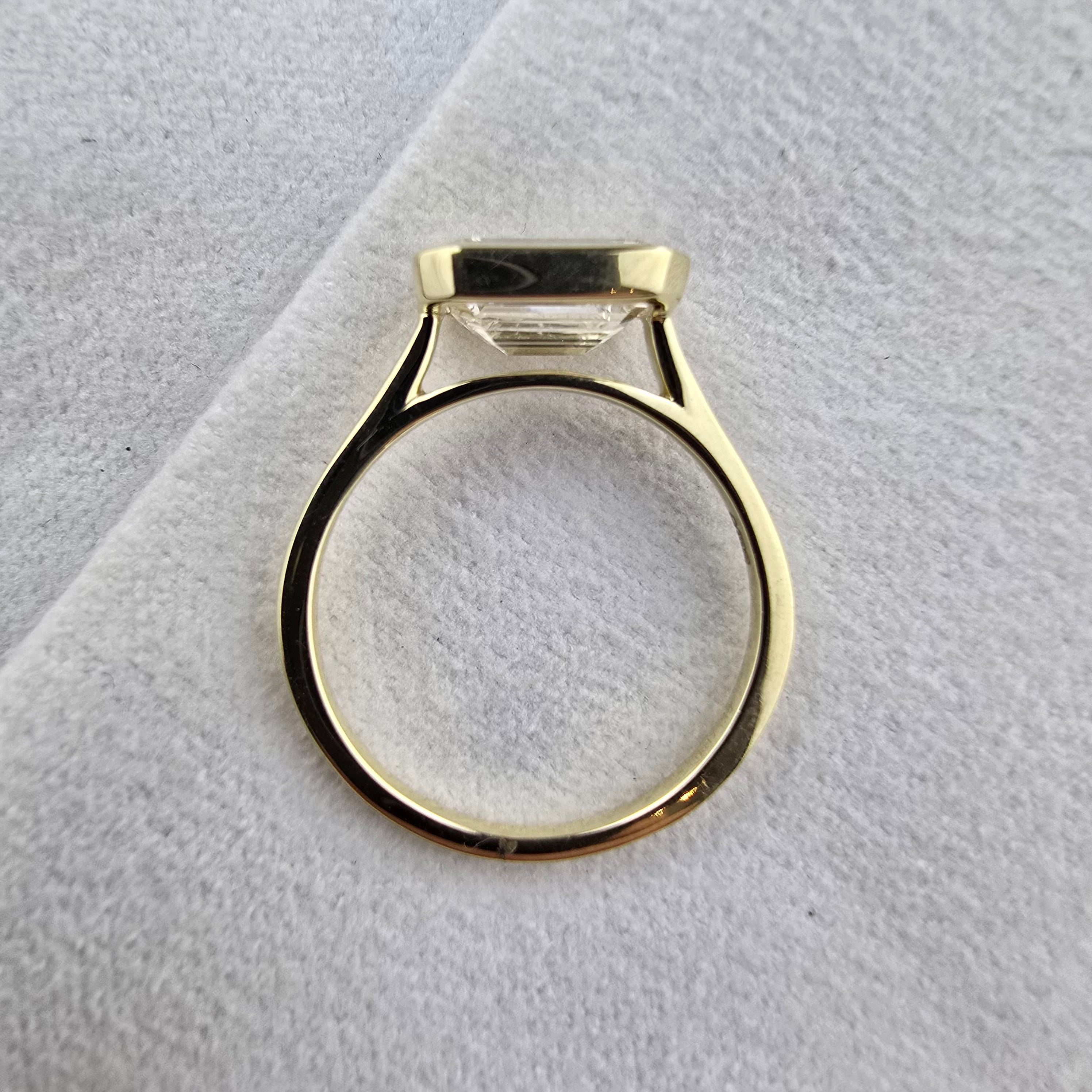 Lab Grown Bezel Set Emerald Solitaire Ring