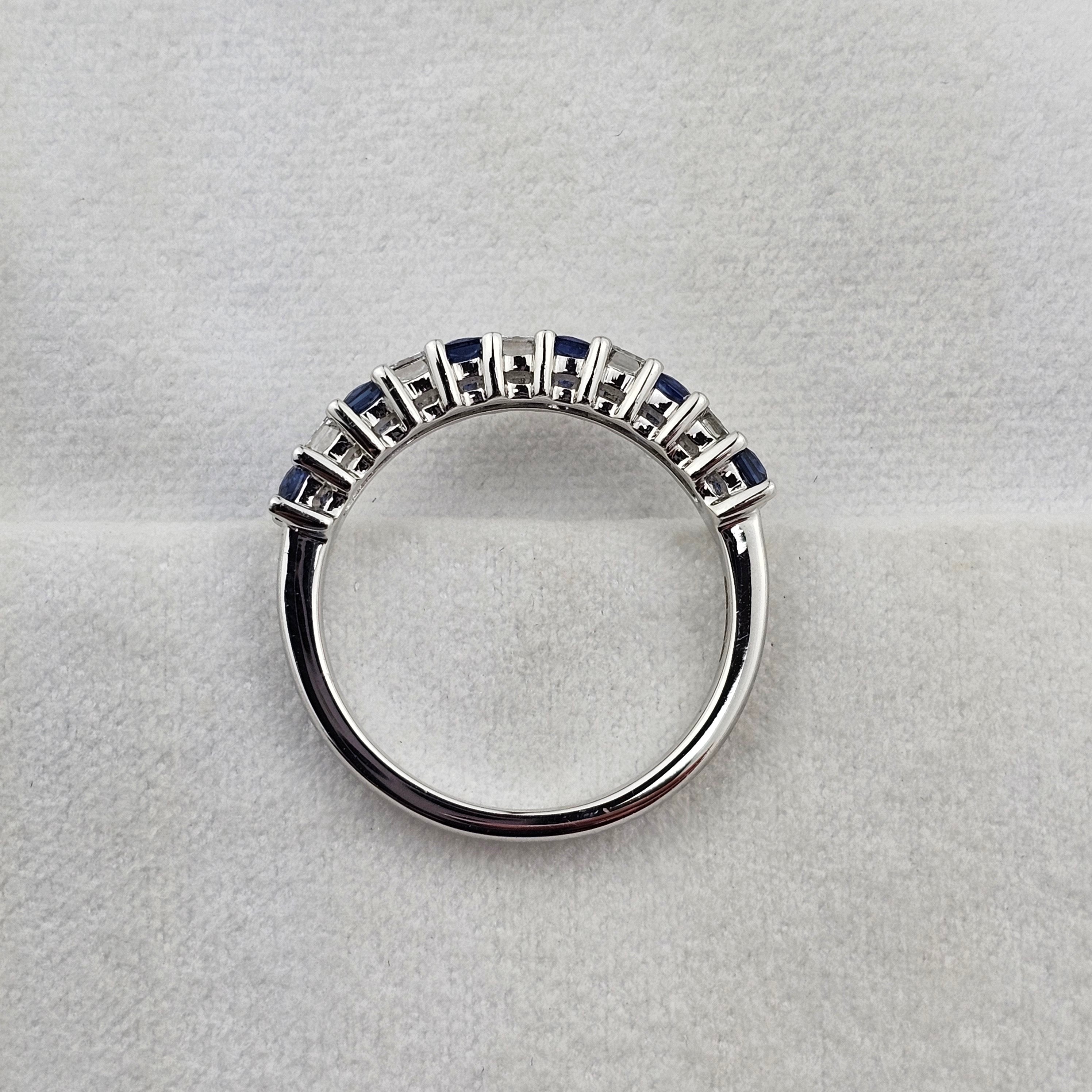 Baguette cut sapphire and diamond eternity ring