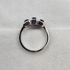 Triple Halo Octagonal Sapphire Ring