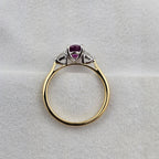 Pink Oval Cut Sapphire Ring with Pear Diamond Shoulders