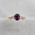 Pink Oval Cut Sapphire Ring with Pear Diamond Shoulders