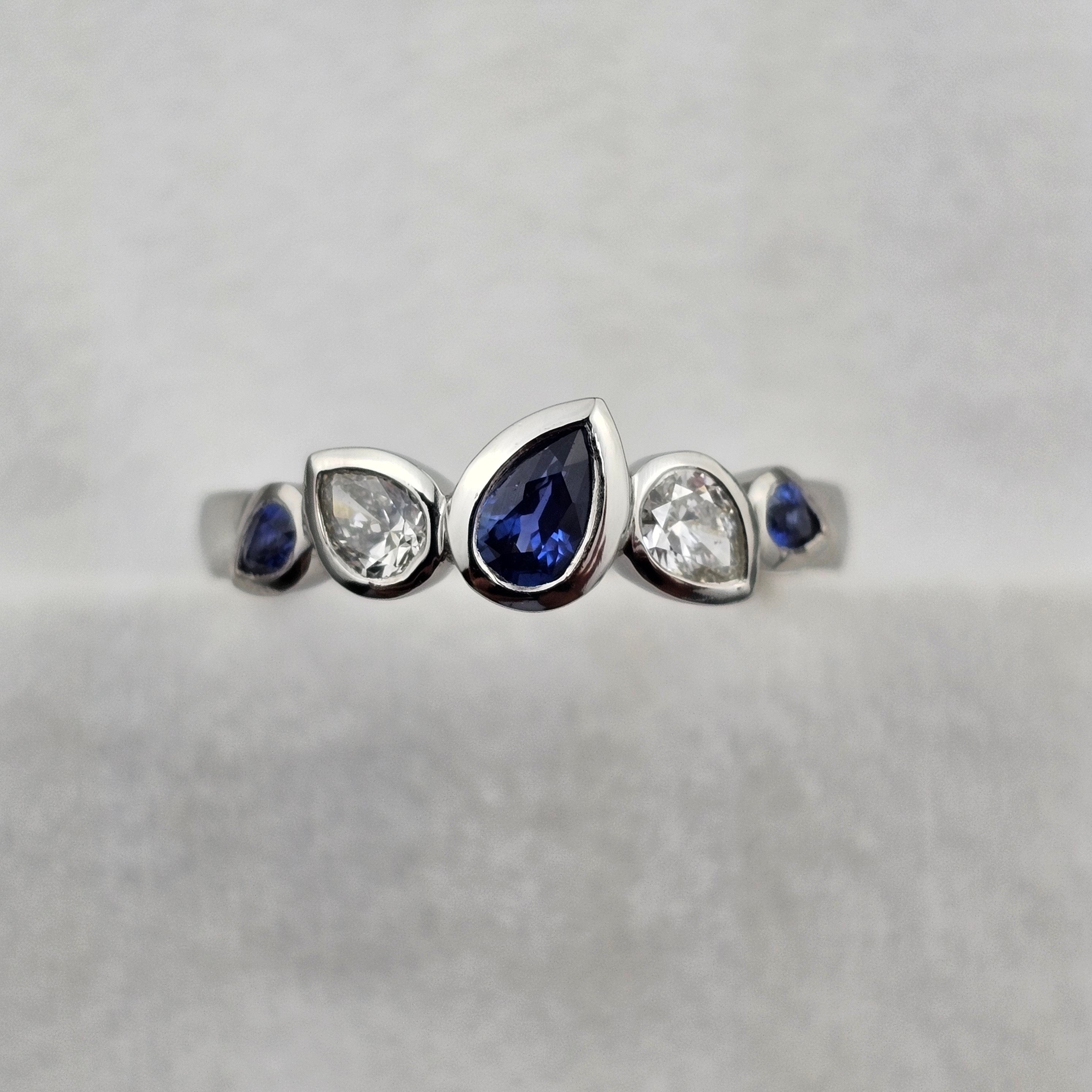 Sapphire and Diamond Pear Band Ring