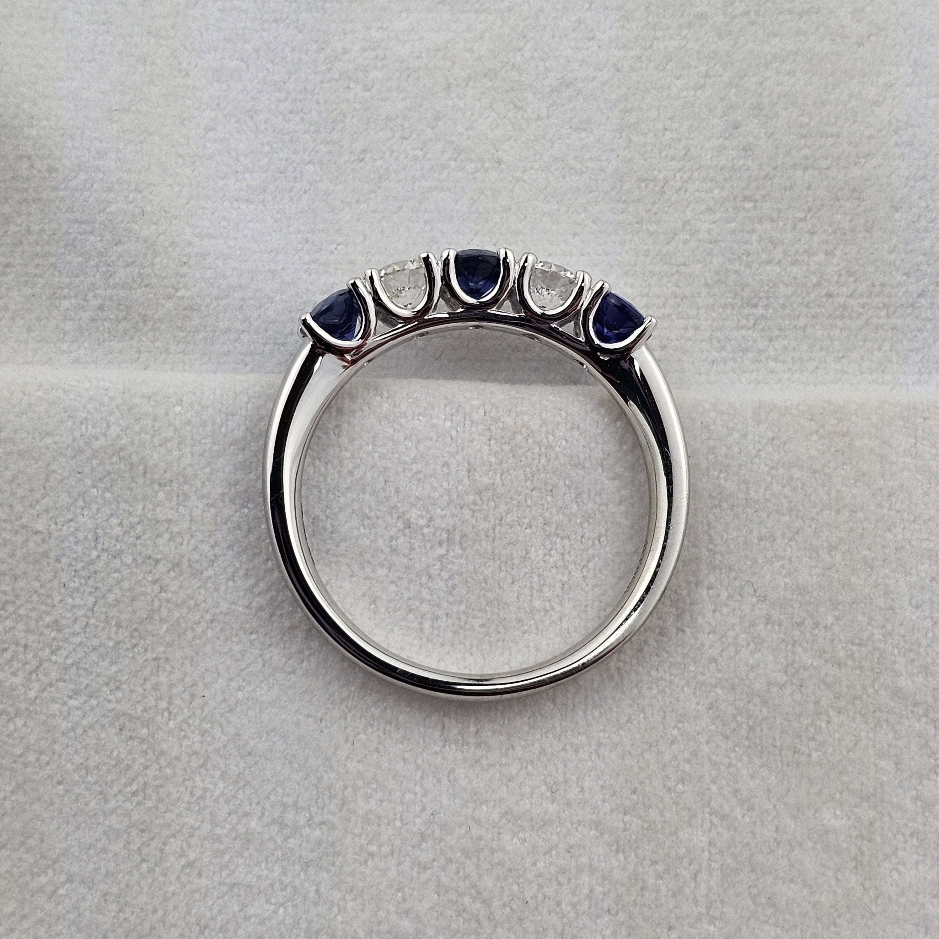 Sapphire and diamond five stone ring