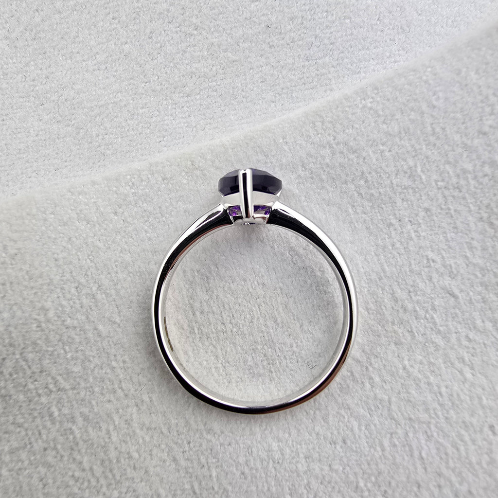 Pear Cut Amethyst Solitaire Ring