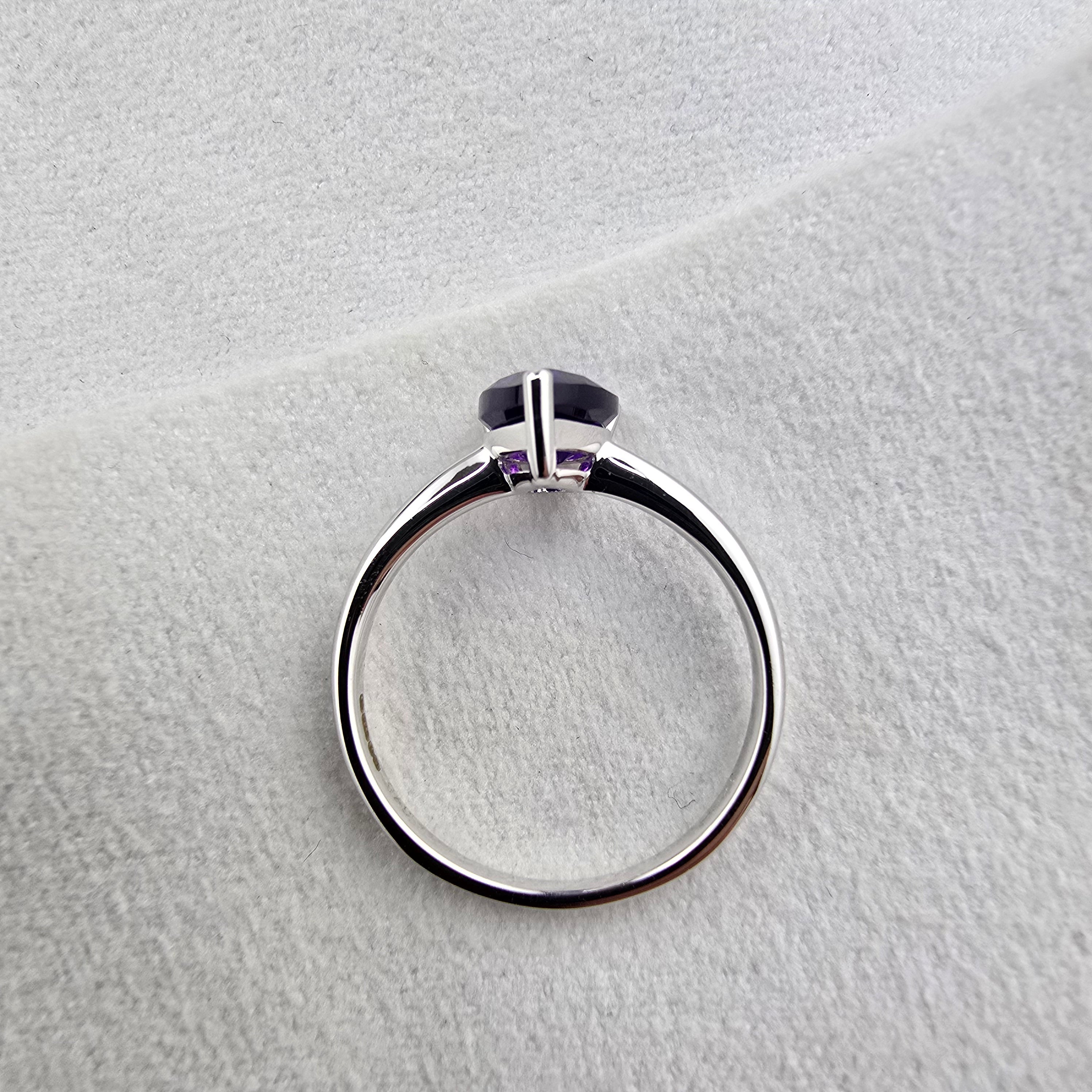 Pear Cut Amethyst Solitaire Ring