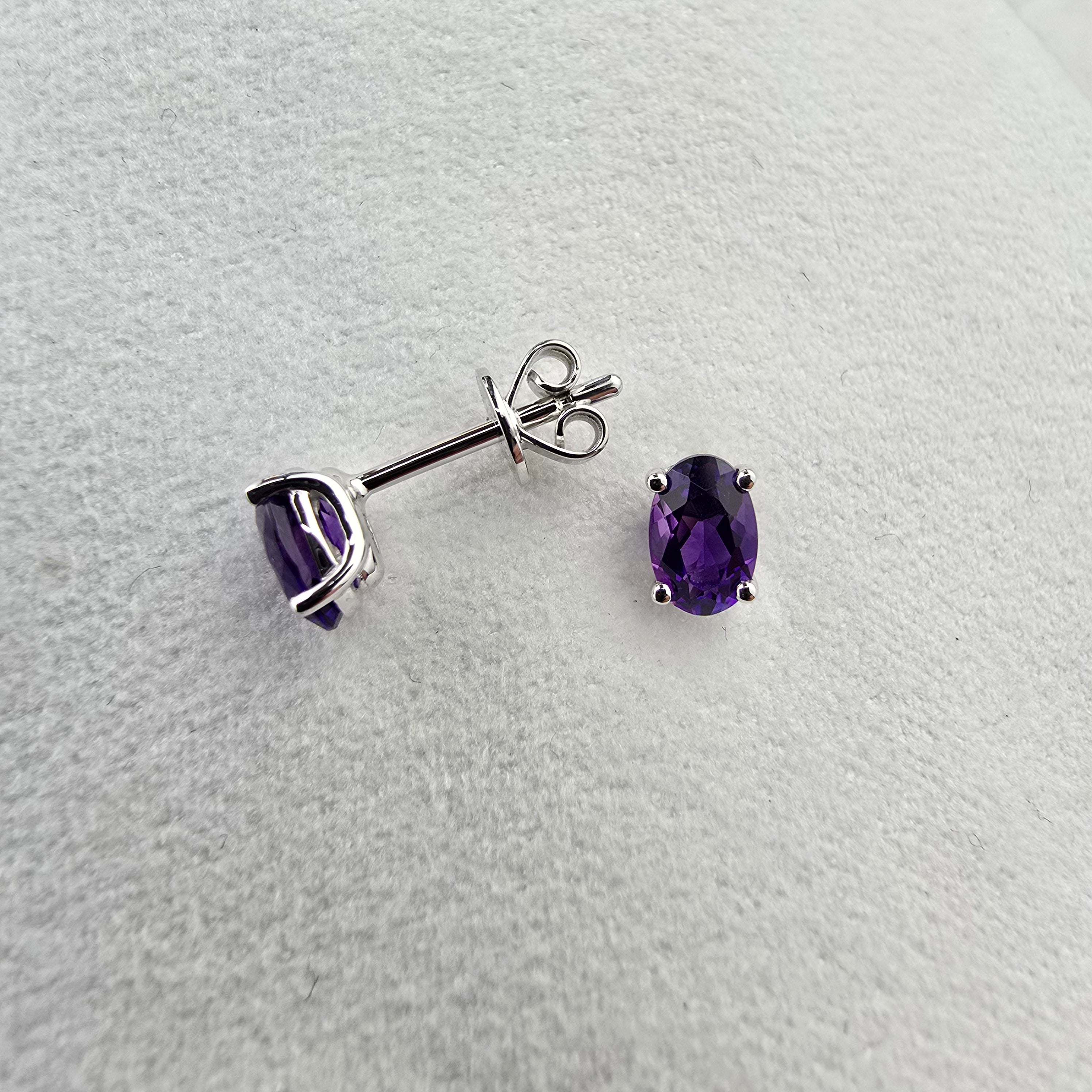 Oval Cut Amethyst Stud Earrings